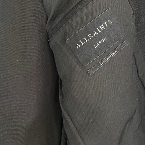 All Saints Toku Wool Blend Leather Bomber Jacket Black Size L - Picture 8 of 10